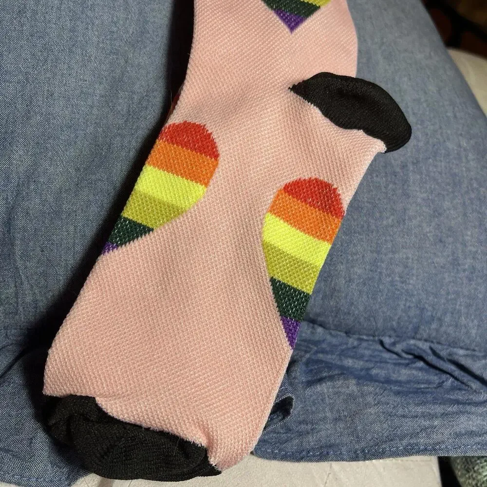 Pink Socks With Hearts Compression Socks Stockings Knee‎ High Small